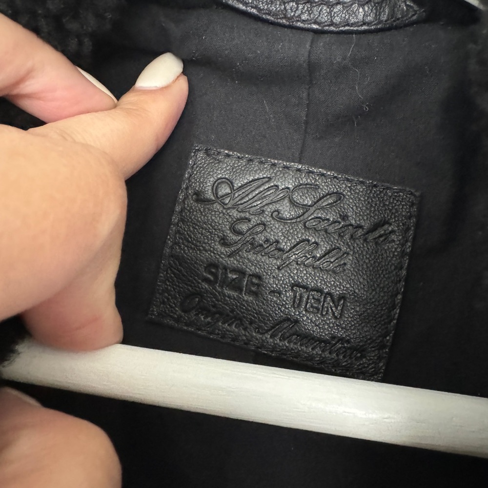 All Saints Sherpa sheep skin leather biker jacket - Picture 4 of 7